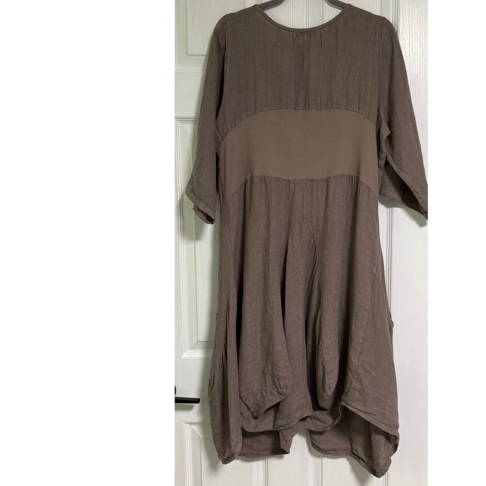 Bohabille Women's Linen Lagenlook Bubble Hem Dress Size Large - Picture 10 of 16